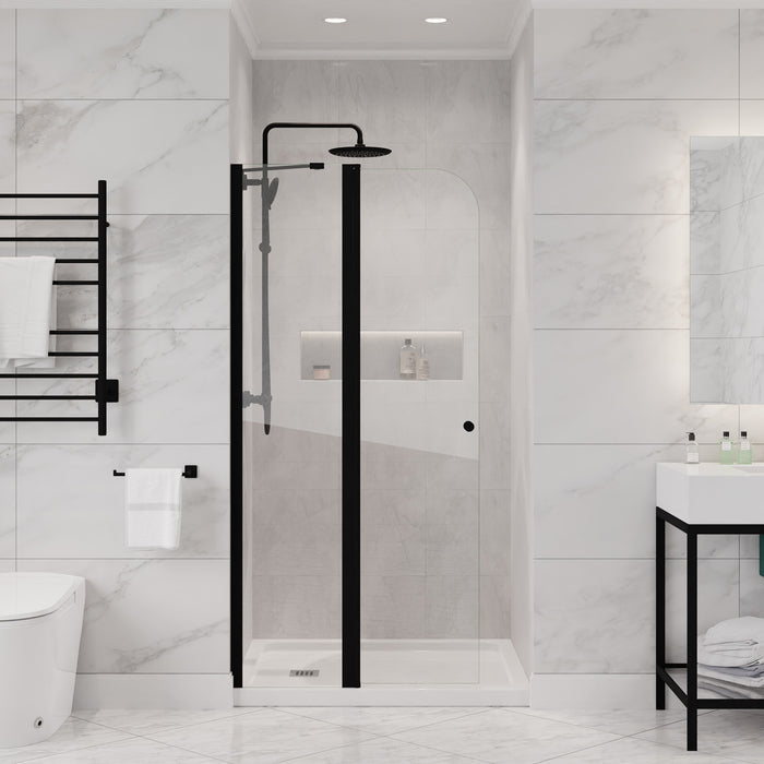 ANZZI SD-AZ14-01MB Romance 72" x 33.5" Frameless Swinging Shower Door in Matte Black