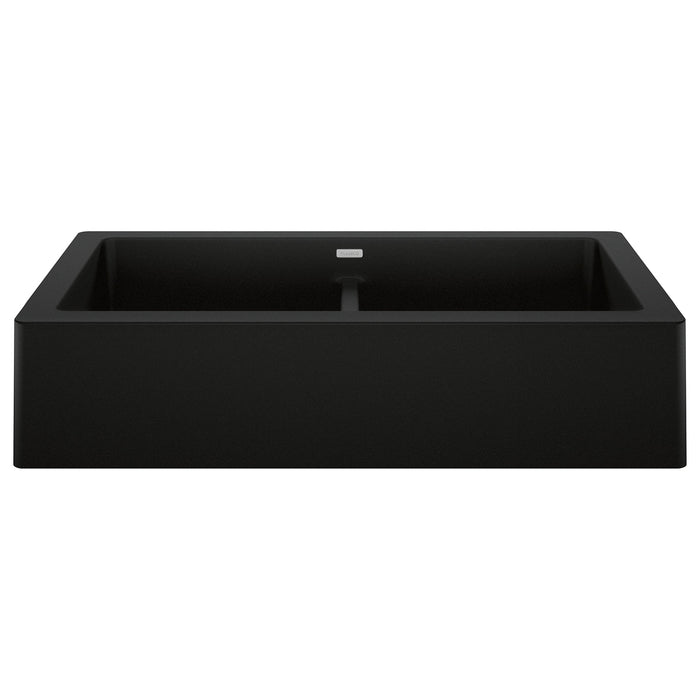 Blanco 526554 Vintera SILGRANIT 33" Double Bowl Apron-Front Farmhouse Sink - Coal Black