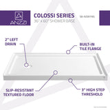 ANZZI SB-AZ007WL Colossi Series 60" x 36" Shower Base in White