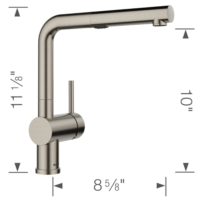 Blanco 443251 Linus Low Arc Pull-Out Dual-Spray Kitchen Faucet - Satin Platinum