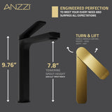 ANZZI L-AZ901MB-BG Single Handle Bathroom Sink Faucet with Pop-up Drain in Matte Black & Brushed Gold