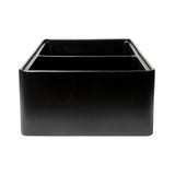 ALFI Brand ABFS3320D-BM Black Matte Workstation 33" x 20" Double Bowl Step Rim Fireclay Farm Sink