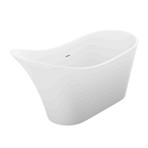 Tuasavi 5.6 ft. Solid Surface Center Drain Freestanding Bathtub in Matte White