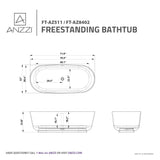 ANZZI FT-AZ8402 Badi 5.9 ft. Solid Surface Center Drain Freestanding Bathtub in Matte White