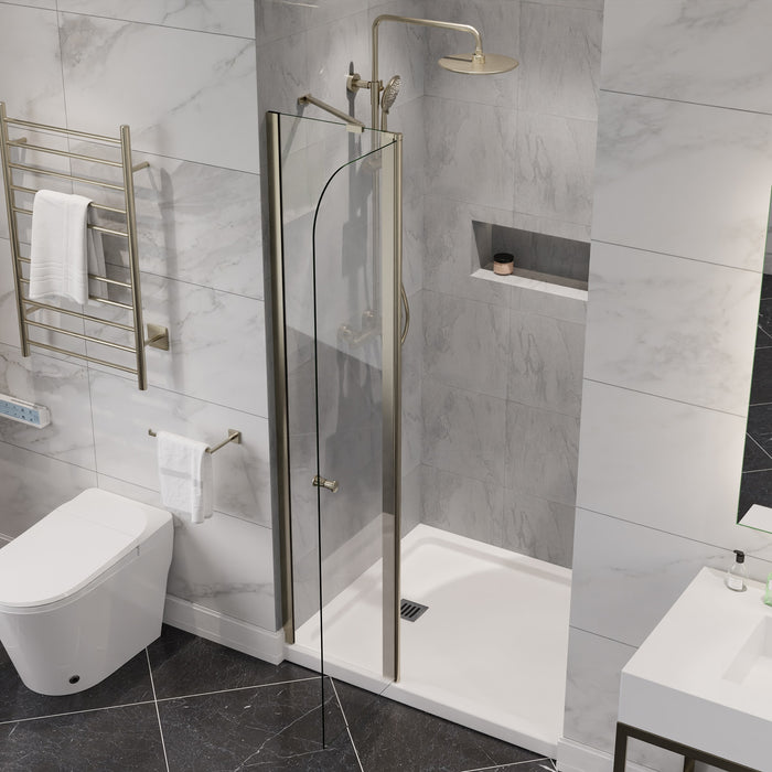ANZZI SD-AZ14-01BN Romance 72" x 33.5" Frameless Swinging Shower Door in Brushed Nickel