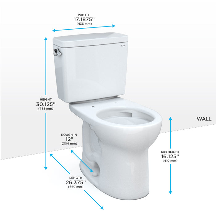 TOTO CST775CSFG#03 Drake Two-Piece Round 1.6 GPF Universal Height Toilet, Bone