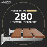 ANZZI AC-AZ8207 Rochen 18.7" Teak Wall Mounted Folding Shower Seat