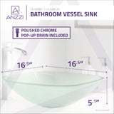 ANZZI LS-AZ8125 Victor Series Deco-Glass Vessel Sink in Lustrous Frosted Finish