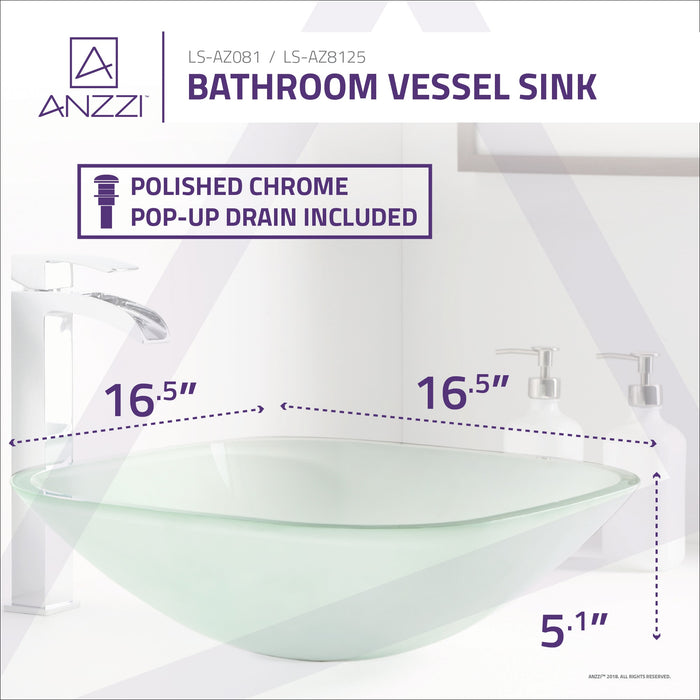 ANZZI LS-AZ081 Vista Series Deco-Glass Vessel Sink in Lustrous Frosted Finish