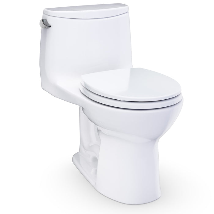 TOTO UltraMax One-Piece Round 1.6 GPF Universal Height Toilet with CEFIONTECT and SS113 SoftClose Seat, Cotton White - MS603113CSFG#01