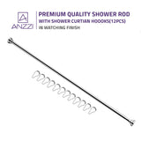 ANZZI AC-AZSR88CH 48-88 Inches Shower Curtain Rod with Shower Hooks in Polished Chrome