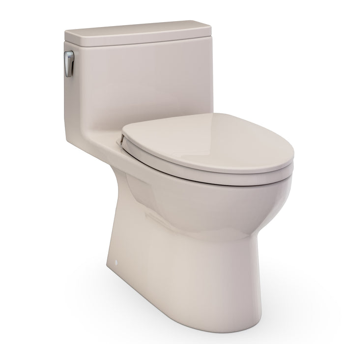 TOTO Redington One-Piece Elongated 1.28 GPF WASHLET+ and Auto Flush Ready Universal Height Toilet with CEFIONTECT and SS124 SoftClose Seat, Bone - MS672124CEFG#03