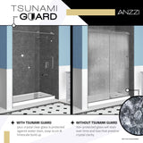 ANZZI SD1001BN-3260R 5 ft. Bathtub in White with 34" by 58" Frameless Hinged Tub Door in Brushed Nickel