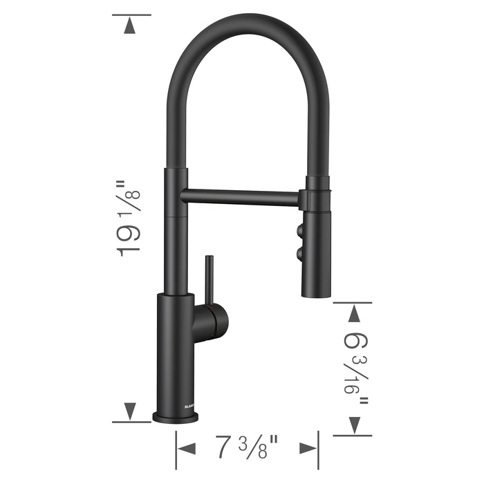 Blanco 443026 Catris Flexo Semi-Pro Pull-Down Dual-Spray Kitchen Faucet - Matte Black