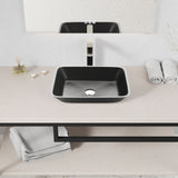 ANZZI LS-AZ911MB Innovio Rectangle Glass Vessel Bathroom Sink with Matte Black Finish