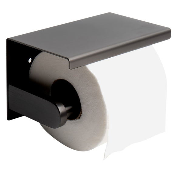 ALFI brand ABTPP66-BB Brushed Black PVD Stainless Steel Toilet Paper Holder with Shelf