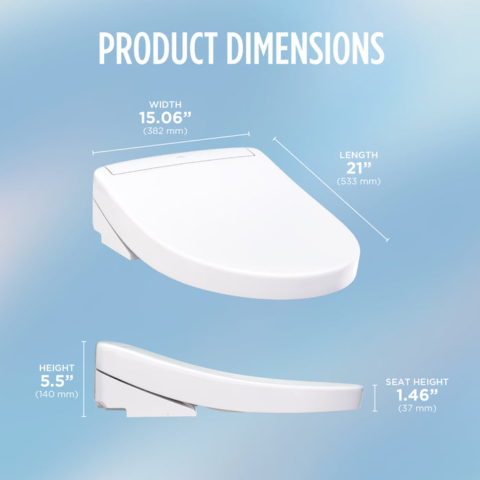 TOTO SW3446#01 Washlet S5 Electronic Bidet Toilet Seat with Water Heating, Elongated, Cotton White