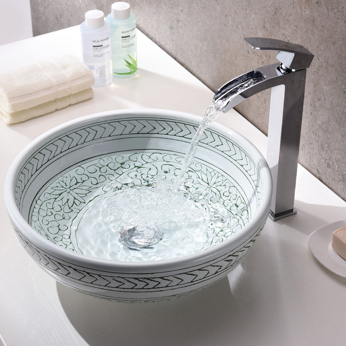 ANZZI LS-AZ8204 Satui Series Vessel Sink in Decor White
