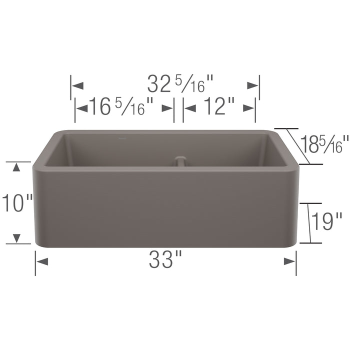 Blanco 443115 Ikon SILGRANIT 33" Double Bowl Apron-Front Farmhouse Sink in Volcano Gray