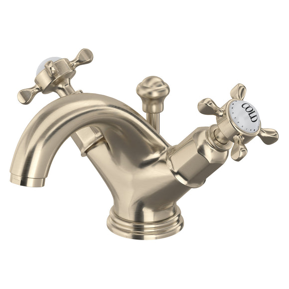 Rohl U.3626X-STN-2 Perrin and Rowe Edwardian Single Hole Dual Handle Bathroom Faucet