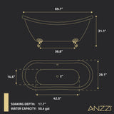 ANZZI FT-AZ132BG Falco 5.8 ft. Acrylic Freestanding Soaking Bathtub in Glossy White with Brushed Gold Feet