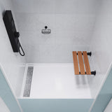 ANZZI AC-AZ202MB Bohemian 18.7" Teak Wall Mounted Folding Shower Seat in Matte Black