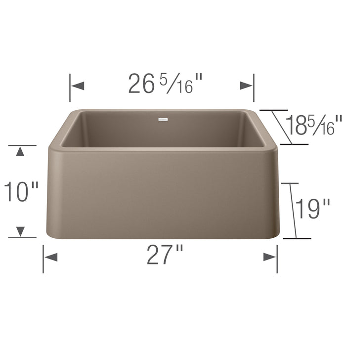 Blanco 402318 Ikon SILGRANIT 27" Single Bowl Apron-Front Farmhouse Sink - Truffle