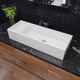 ALFI brand AB39TR 39" White Above Mount Fireclay Bathroom Trough Sink