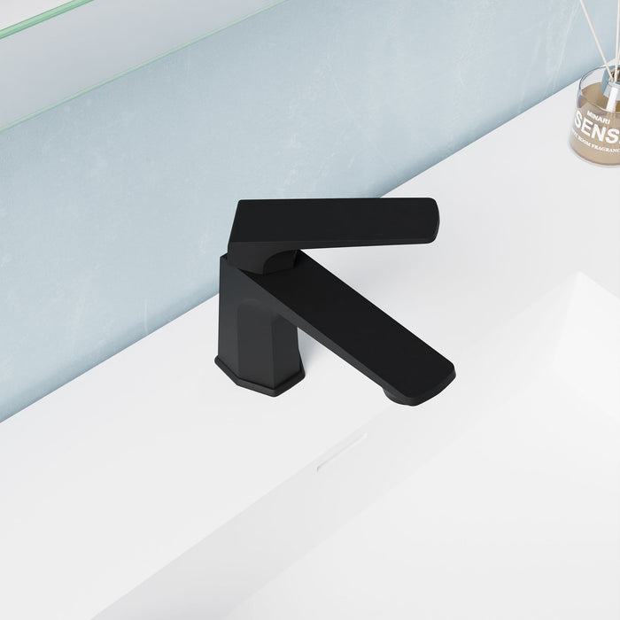 ANZZI L-AZ903MB Single Handle Single Hole Bathroom Faucet With Pop-up Drain in Matte Black