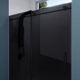 ANZZI SD-AZ8077-02MBT Leon Series 60" by 76" Frameless Sliding Shower Door in Matte Black with Tinted Glass