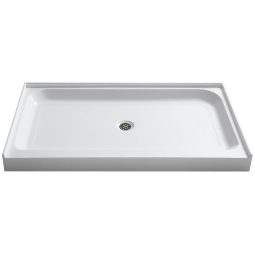 Tier 32 x 60 in. Center Drain Single Threshold Shower Base in White