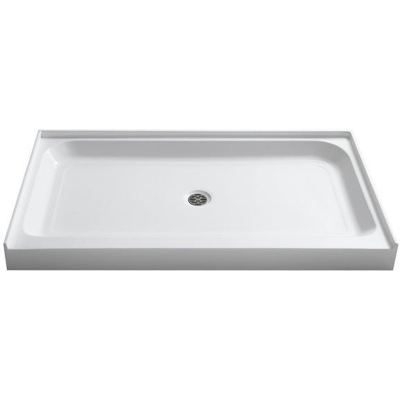 Tier 32 x 60 in. Center Drain Single Threshold Shower Base in White