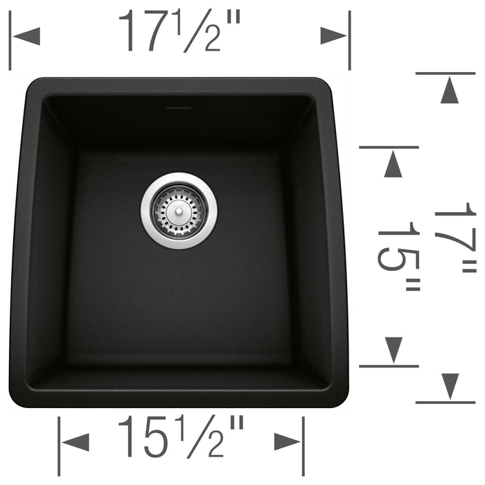 Blanco 442938 Performa SILGRANIT 17" Undermount Bar Sink - Coal Black