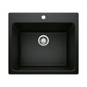 Blanco 442924 Liven SILGRANIT 25" Single Bowl Dual Mount Laundry Sink - Coal Black