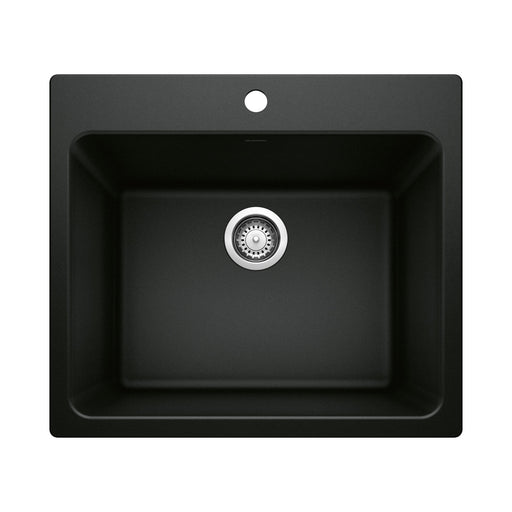 Blanco 442924 Liven SILGRANIT 25" Single Bowl Dual Mount Laundry Sink - Coal Black