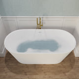 ANZZI FT-AZ8414 Kosima 5.6 ft. Solid Surface Center Drain Freestanding Bathtub in Matte White