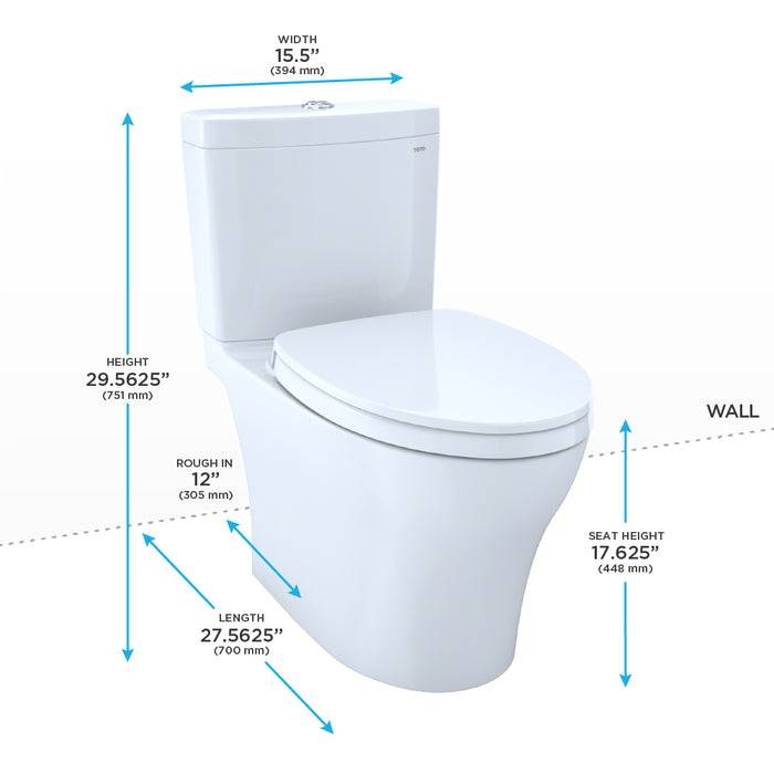 TOTO MS446124CEMFGN#03 Aquia IV Two-Piece Dual Flush Toilet, WASHLET+ Ready, Bone Finish