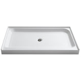 Tier 36 x 60 in. Center Drain Single Threshold Shower Base in White