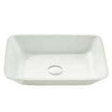 Innovio Rectangle Glass Vessel Bathroom Sink with White Finish