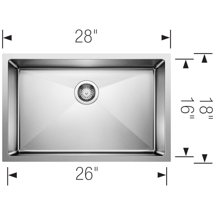 Blanco 524751 Cuvee R15 28" Single Bowl Undermount Stainless Steel Kitchen Sink