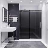 ANZZI SD-AZ8077-02BNT Leon Series 60" by 76" Frameless Sliding Shower Door in Brushed Nickel with Tinted Glass