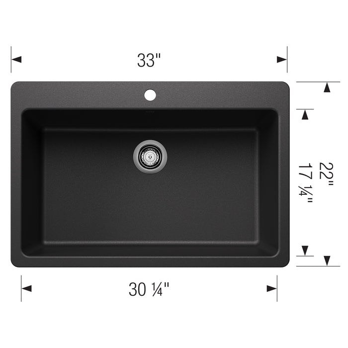 Blanco 443195 Liven SILGRANIT 33" Super Single Dual Mount Kitchen Sink - Anthracite