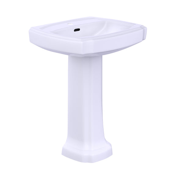 TOTO Guinevere 24-3/8" x 19-7/8" Rectangular Pedestal Bathroom Sink for Single Hole Faucets, Cotton White - LPT972#01