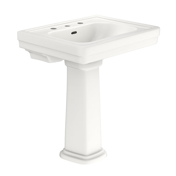 TOTO Promenade 27-1/2" x 22-1/4" Rectangular Pedestal Bathroom Sink for 8 inch Center Faucets, Colonial White - LPT530.8N#11