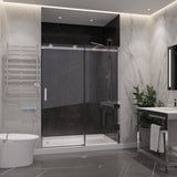 ANZZI SD-FRLS05702CH Rhodes Series 60" x 76" Frameless Sliding Shower Door with Handle in Chrome