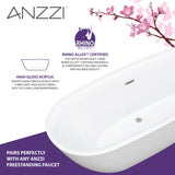 ANZZI FT-AZ411-59 Britt 59" Acrylic Flatbottom Freestanding Bathtub in White