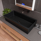 ALFI brand AB36TRBM 36" Black Matte Above Mount Fireclay Bathroom Trough Sink