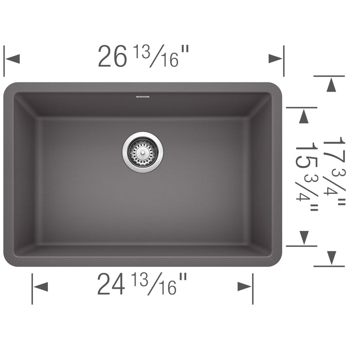 Blanco 522427 Precis SILGRANIT 27" Single Bowl Undermount Kitchen Sink - Cinder