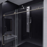 ANZZI SD-AZ8077-02BN Leon Series 60" by 76" Frameless Sliding Shower Door in Brushed Nickel with Handle