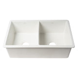 ALFI Brand ABF3219DUD-W White 32" x 19" Double Bowl Fireclay Kitchen Sink with Grid